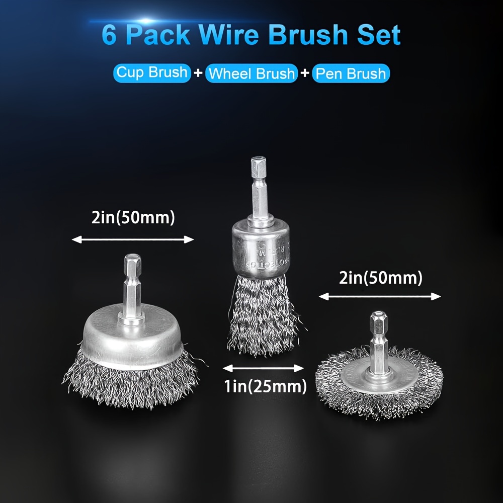 3 Crimped Wire Cup Brush, Stainless Steel (6/pk)