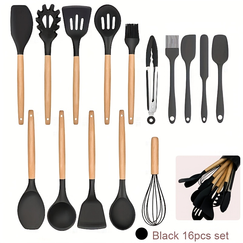  Kitchen Utensil Set - 16 Silicone Cooking Utensils