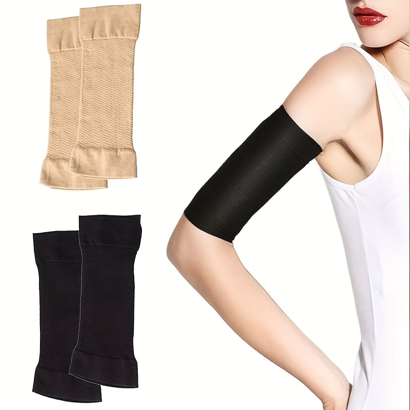 Beige Arm Compression Sleeves Slimming Toning Elastic Elbow - Temu