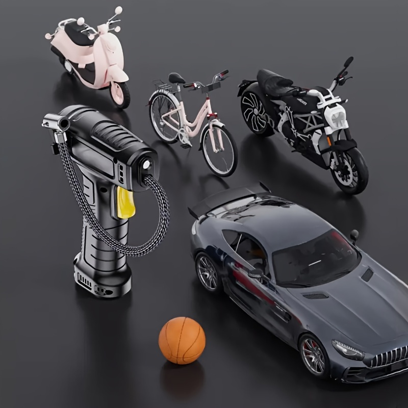 Bomba de aire de coche de 120 W, compresor de aire portátil, inflador de  neumáticos, medidor de presión con luz LED para coche, motocicleta