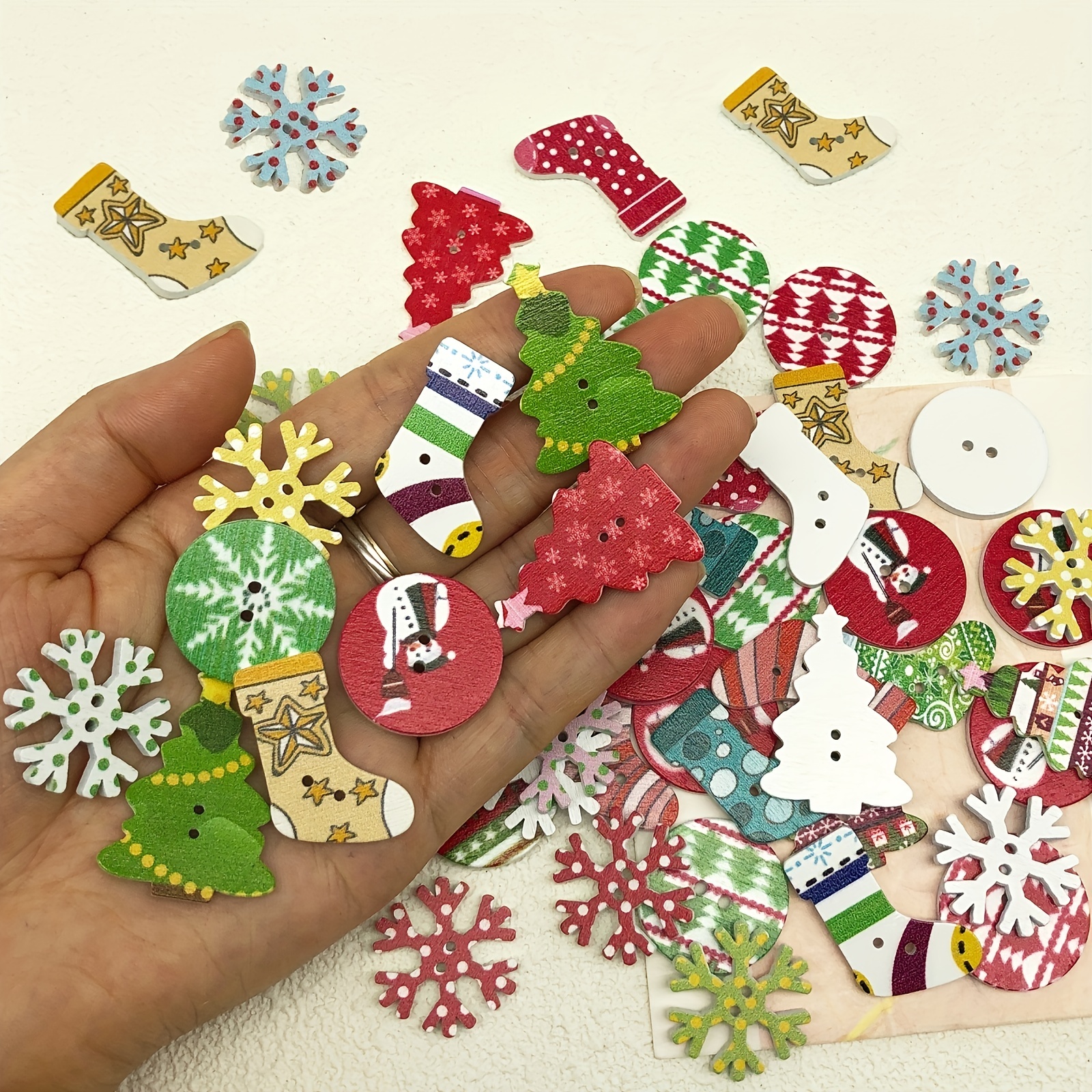 Christmas Wooden Buttons Colorful Sewing Buttons Assorted - Temu