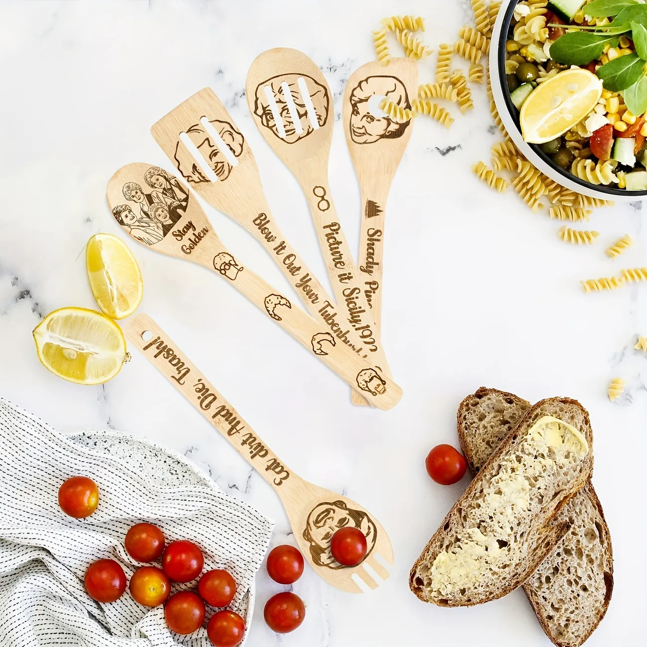 Bamboo Ladles, Wooden Spoons Utensils, Bamboo Cooking Utensils Carve Burned  Wooden Spoon, Slotted Spatulas, Funny Kitchen Gadgets Non-stick Cookware  For Housewarming Gifts, Kitchen Tools, Kitchen Supplies - Temu Latvia