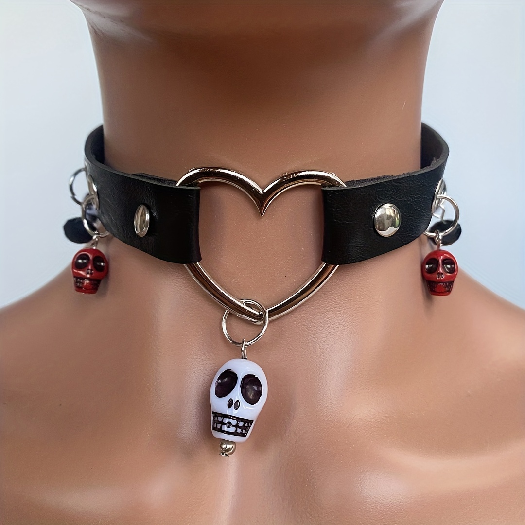  CIYODO 1 Pc Halloween Skull Pet Collar Goth Collar