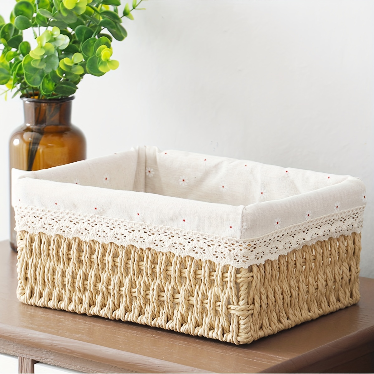 Handmade Rattan Woven Storage Basket Small Rectangular Gift - Temu