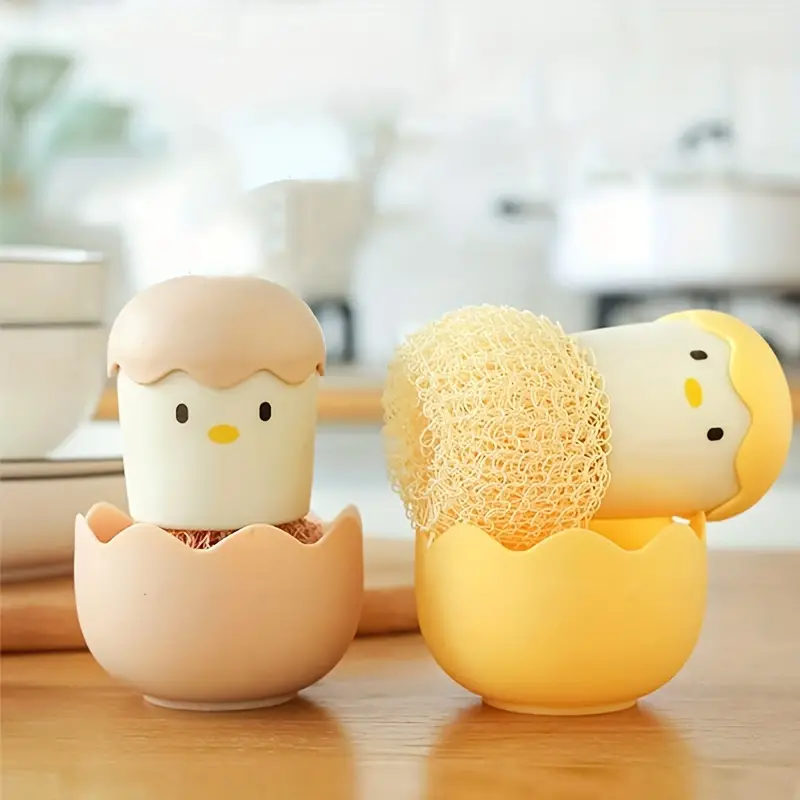 Egg Chick Pot Brush With Holder, Cute Cartoon Dish Brush, Kawaii Scrub Brush,  Scrubber, For Cleaning Pots, Pans, Dishes And Kitchen Sink, Kitchen  Gadgets, Kitchen Accessories, Sponge Balls Available - Temu