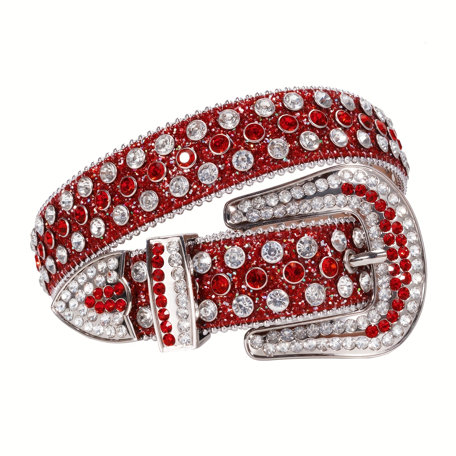 Red Sparkle Rhinestone Belts Western Cowboy Cowgirl Hip Hop - Temu