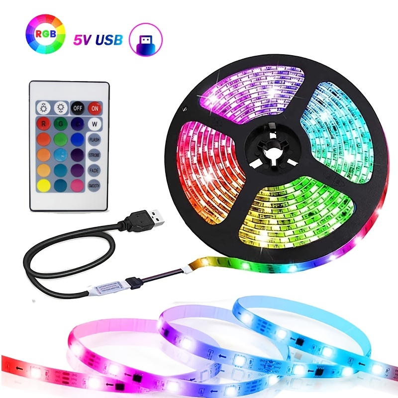 16 4FT LED Strip Lights with RGB 2835 DC5V 24 Key Infrared Remote Control For Room Bedroom Party Holiday Home Decoration