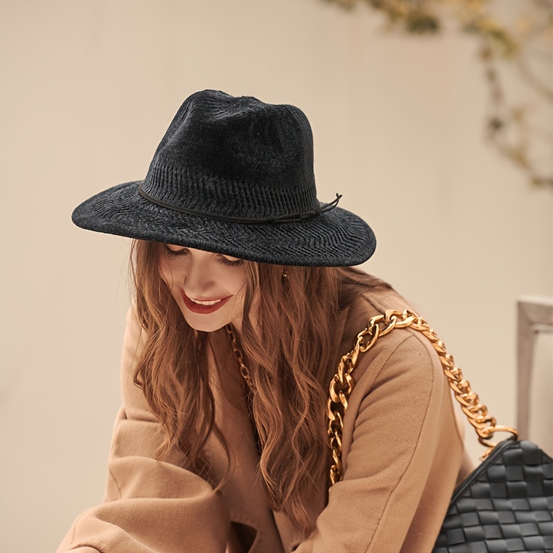Straw Sun Hats For Women Wide Brim Fedora Foldable Straw Beach Hat Outdoor  Fashion Casual Style Hat For Women Girls Valentine's Gifts For Her