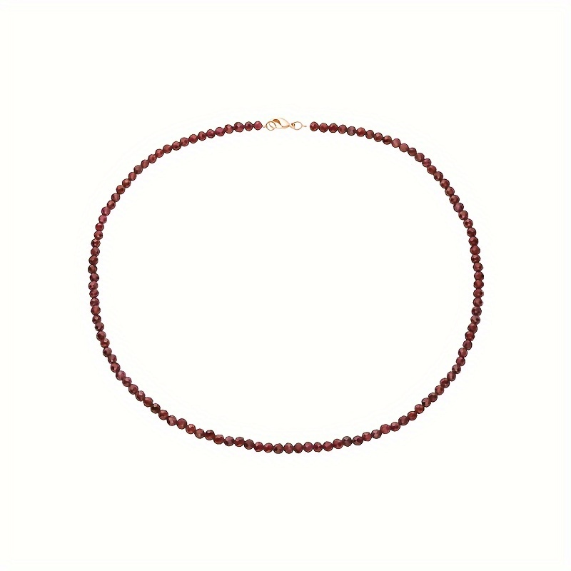 TEMU Elegant Garnet Necklace With Sparkling Crystal - Handcrafted, Hypoallergenic Sterling Silvery Clasp, January Birthstone, Symbolizes Loyalty & Friendship, Perfect For Casual Attire Or Gifting