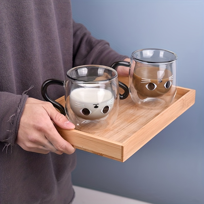 

1pc, Cartoon Kitten Coffee Mug, Double Walled Espresso Coffee Cups, Cute Kawaii Cat Water Cups, Summer Winter Drinkware, Birthday Gifts, Back To School Supplies