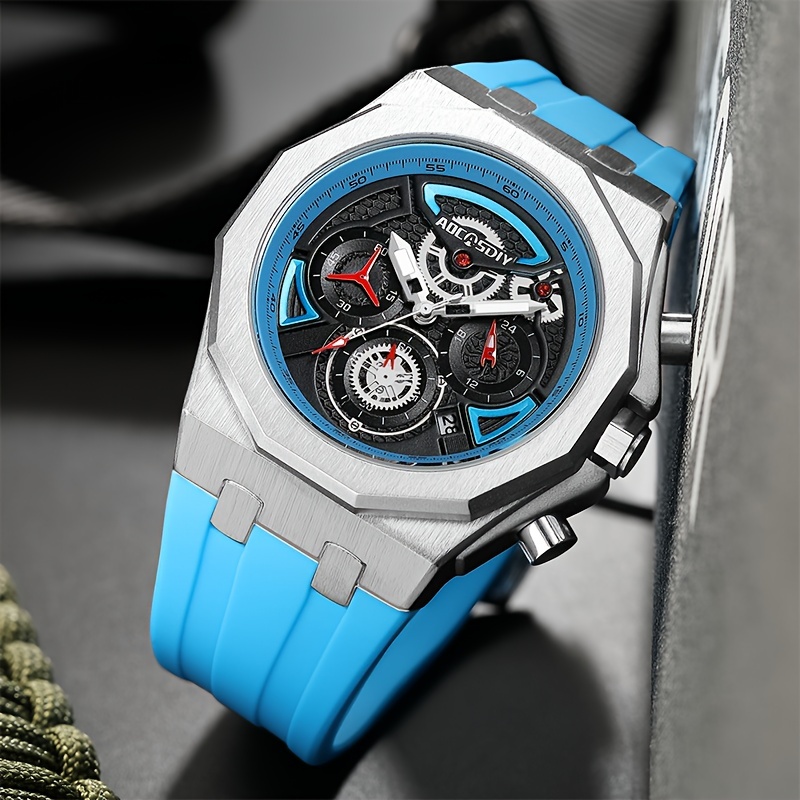 

Aocasdiy Colorful Pure Sky Blue Series Men's Watch, Multifunctional Waterproof Night Light Watch