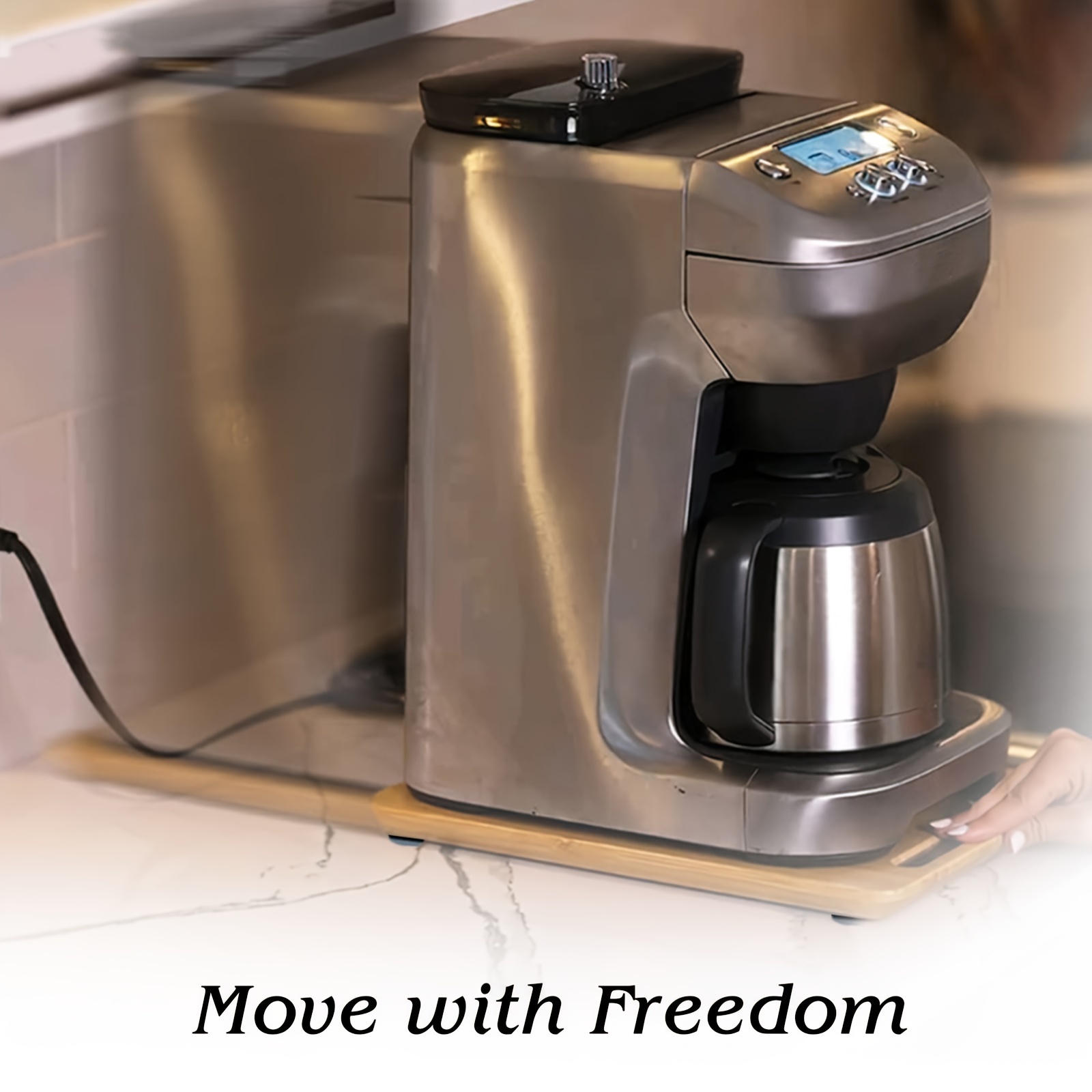 Kssiaz Bamboo Appliance Slider, 360° Rotation Sliding Tray for Coffee  Maker, Slider for Counter Heavy Kitchen Appliances, Appliance Rolling Tray  with