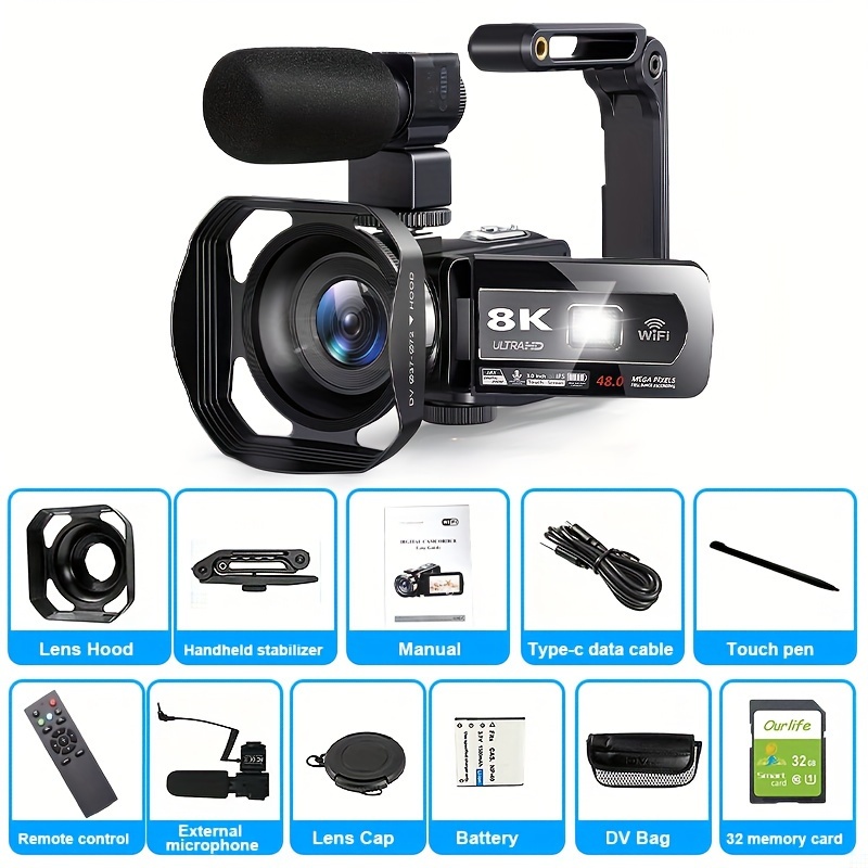 Live Streaming 4K Video Camera 64MP Camcorder WIFI Vlogging