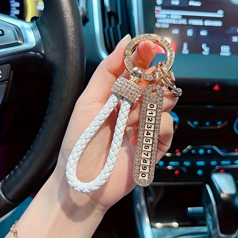 Car-styling Car Keychain With Anti-lost Phone Number Plate Keys