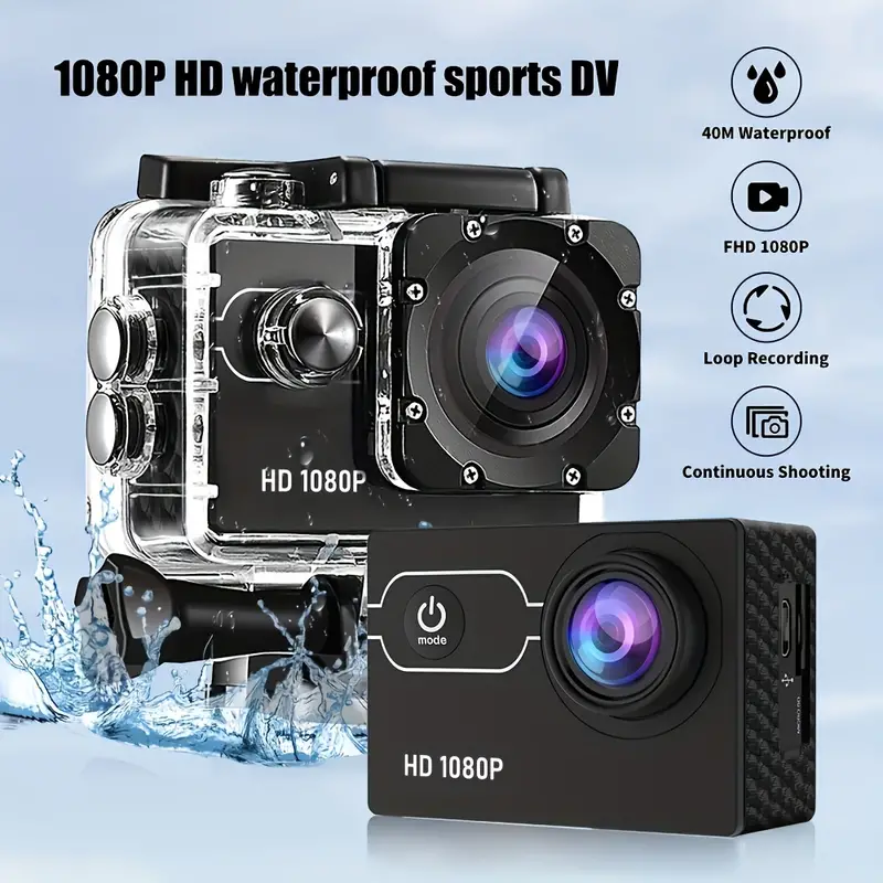 Caméra De Sport Étanche Extérieure HD, Caméra De Sport De Prise De Vue  Vidéo 1080P 30FPS, Caméra Sous-marine Portable 12MP HD, Écran 2,0 Pouces,  DV Ét