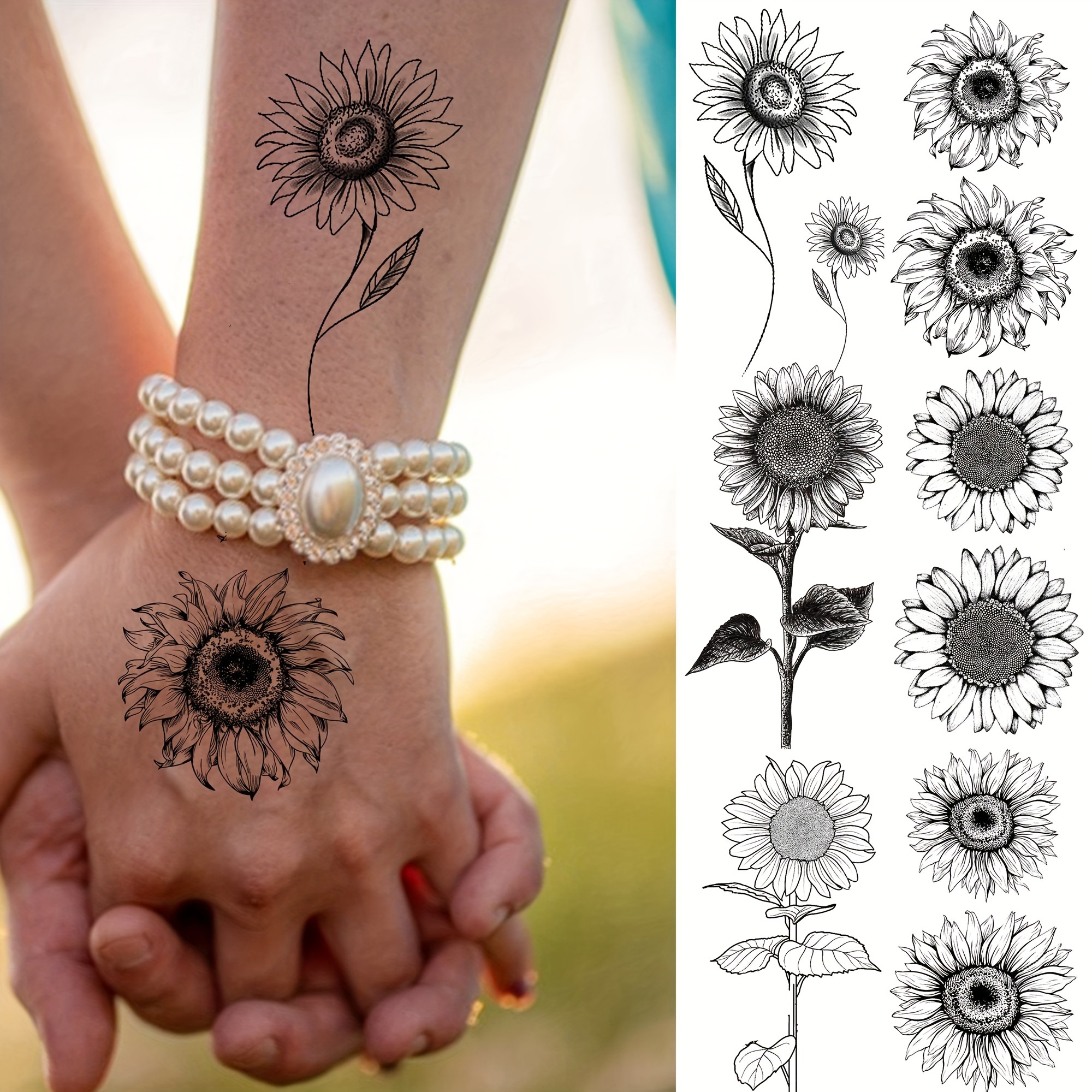 Flower Butterfly Temporary Waterproof Tattoo Rose Sunflower Body Arm Tattoo