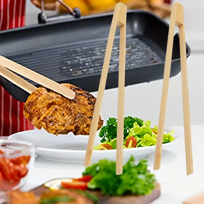 1pc Bamboo Toaster Tongs For Toast Pickles Tea Cooking Kitchen Tongs Long  Handle Bamboo Teaware Tea Clips Wood Toast Tong Wooden Toaster Bagel Bacon S