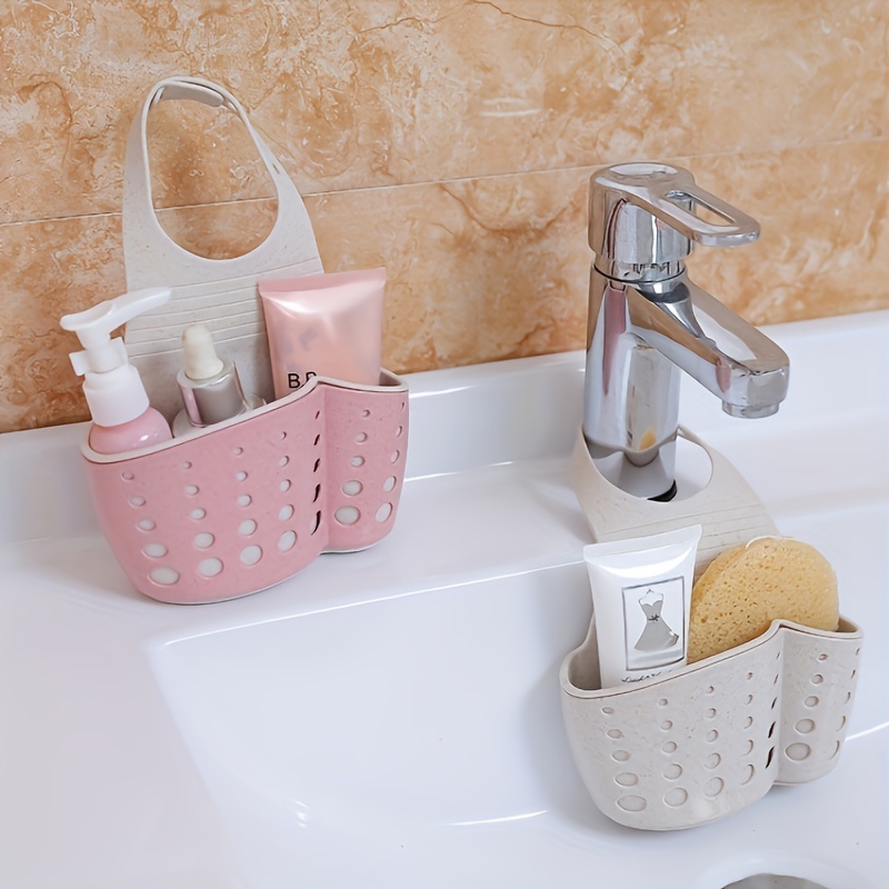 1pc Bathtub Storage Rack With Adjustable Length And Water Drain