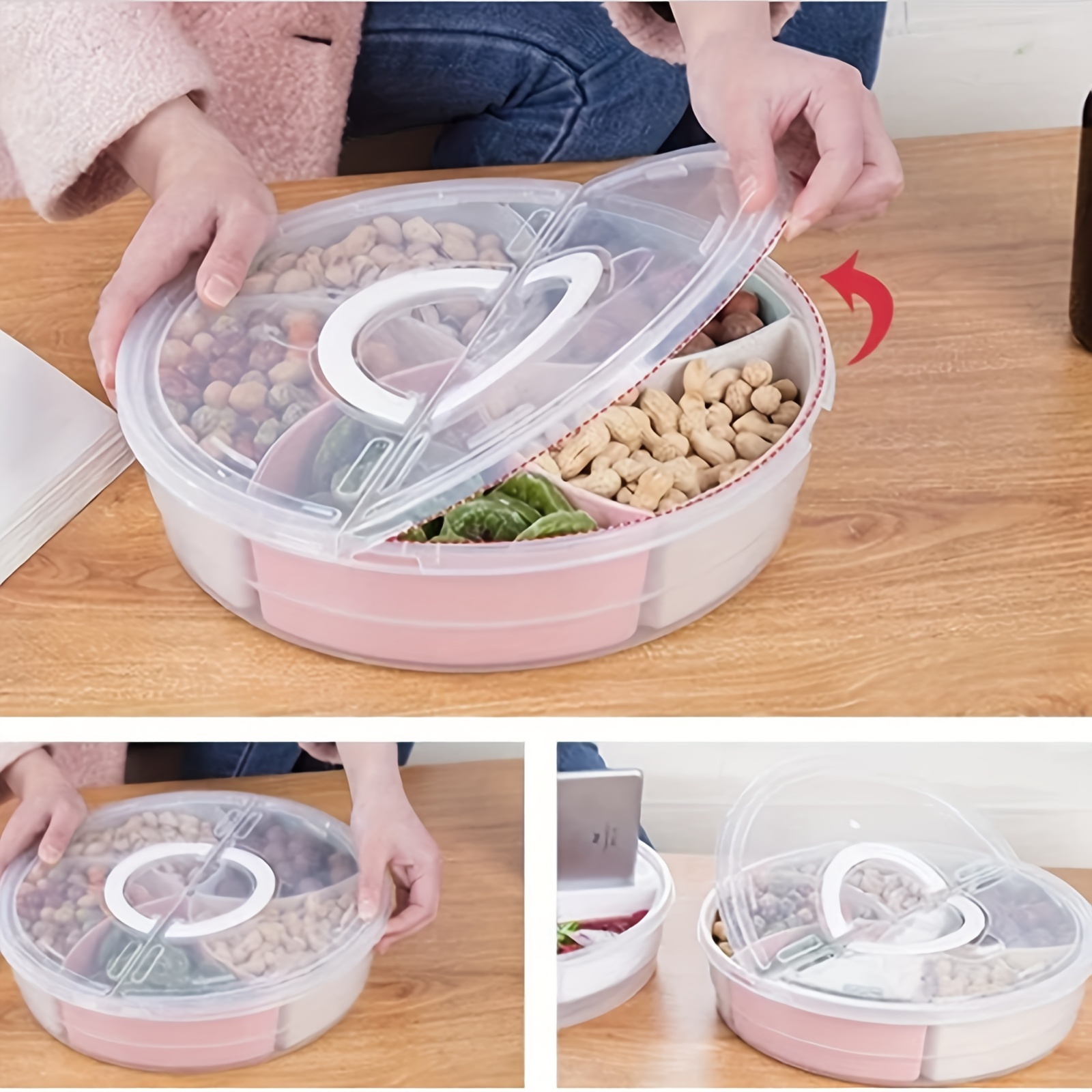 Multifunction Clear Snack Serving Tray With Lid Portable - Temu