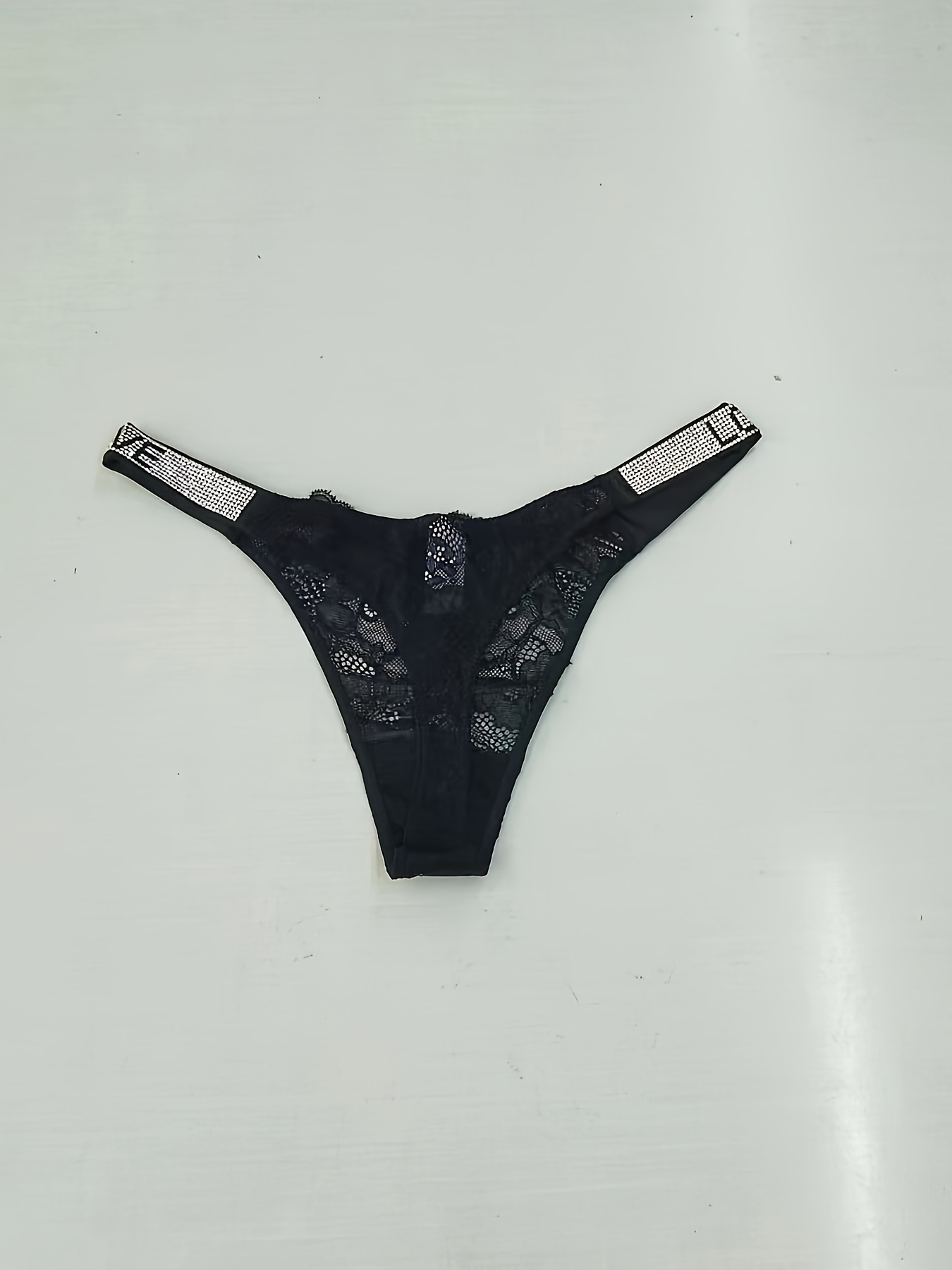 Floral Lace Thongs Soft Comfy Letter Rhinestone Intimates - Temu Canada