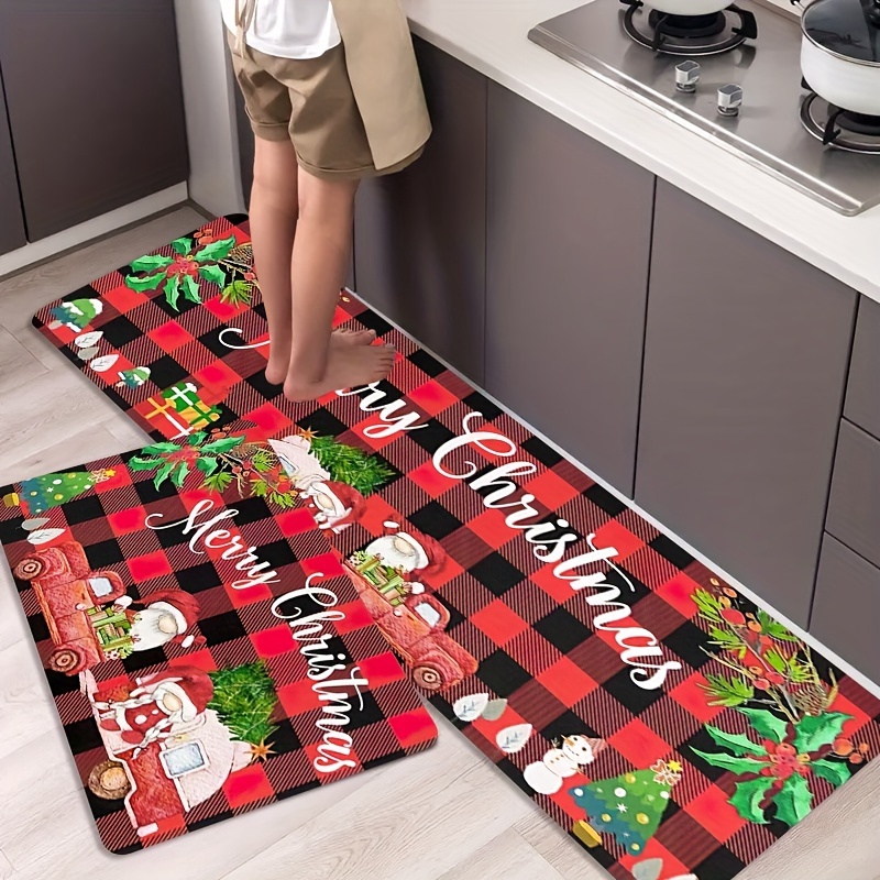 Soft Kitchen Mat, Christmas Gnome Non-slip Oil-proof Floor Mat, Waterproof  Runner Rug, Dirt-resistant Floor Mat, Entrance Doormat, Kitchen Living Room  Laundry Bathroom Water-absorbing Floor Mat Set, Room Decor, Xmas Home Decor  