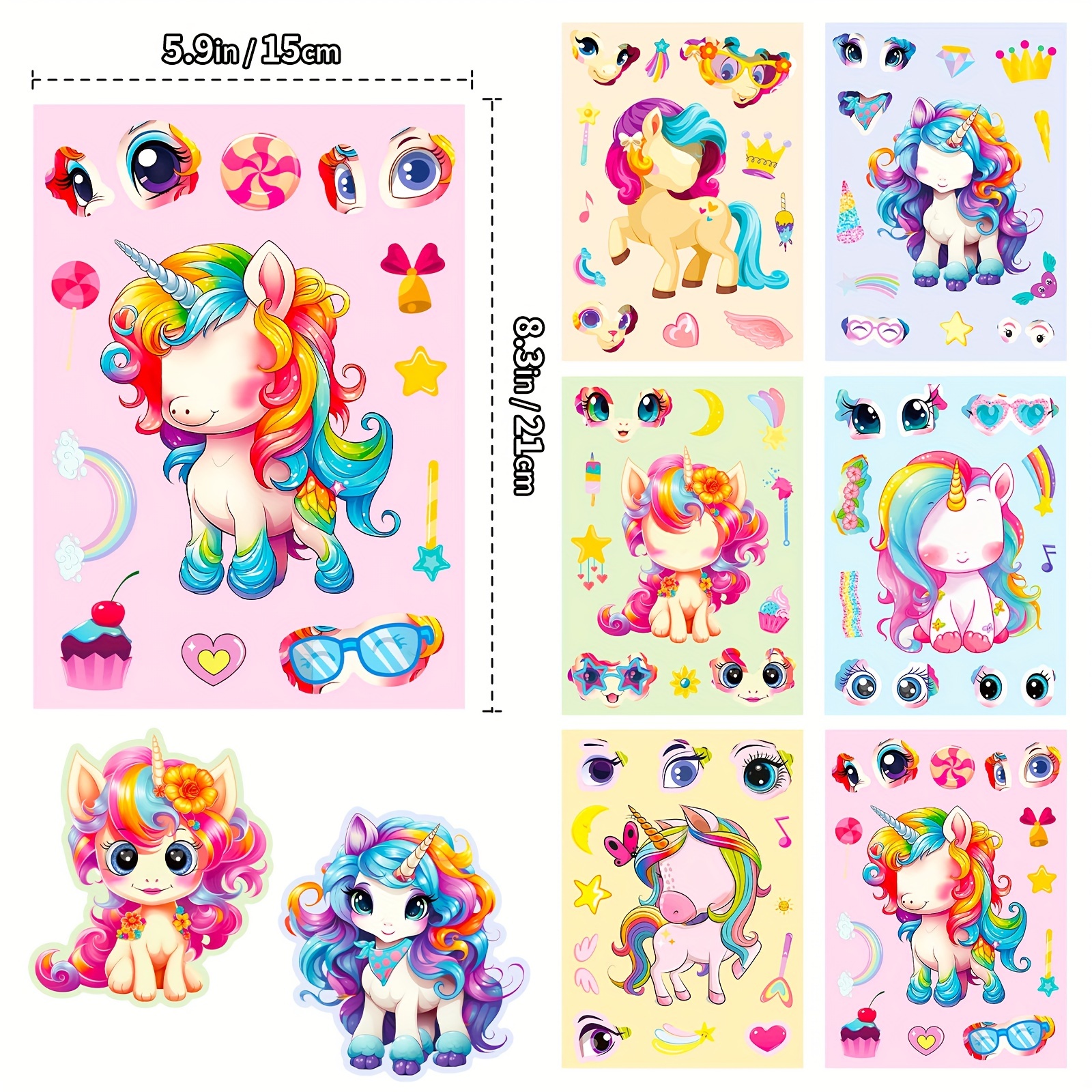 k97) Unicorn Silly Cute Stickers Children Primary School - Temu