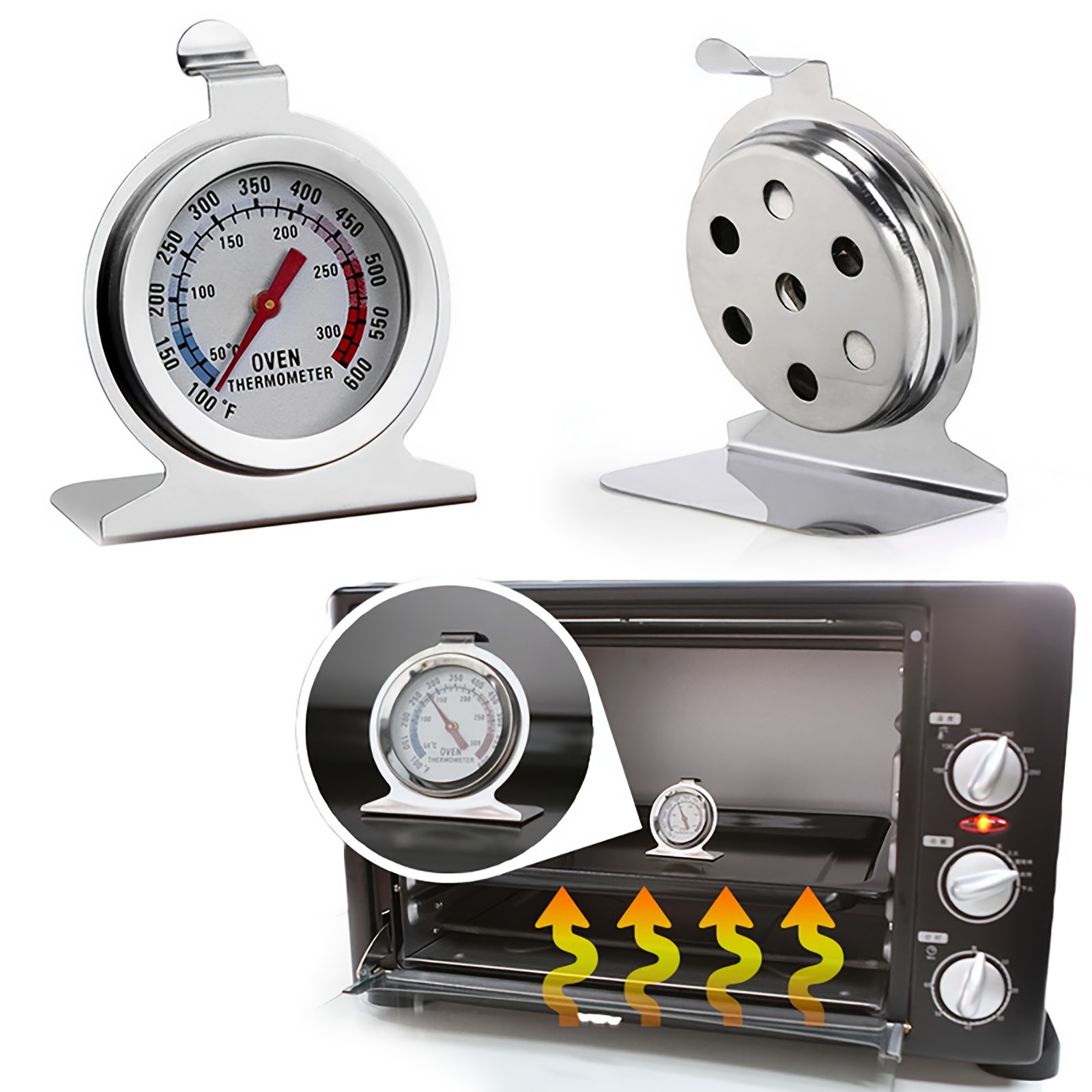 50-300 Degrees Celsius, 100-600 Degrees Fahrenheit Baking Thermometer, High- temperature Stainless Steel Oven Thermometer, Barbecue Oven Thermometer -  Temu