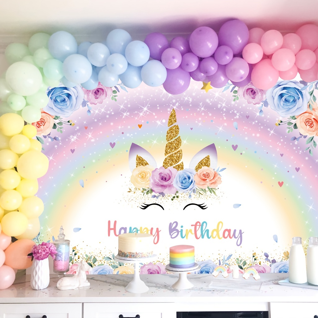  Rainbow Unicorn Backdrop for Girls Unicorn Party Decorations  Cute Rainbow Banner for Children's Birthday Party Background Decorations :  Electronics