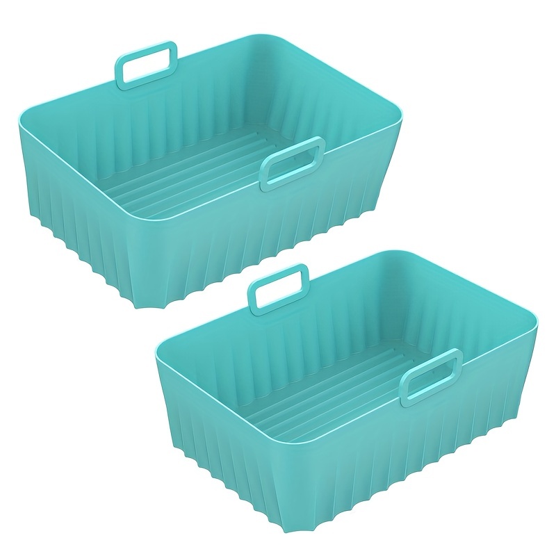 10QT Air Fryer Silicone Liners - 2Pcs Rectangular Airfryer Silicone Pot  Baking Tray for Ninja Dual DZ401/DZ550 Reusable Replacement Basket Insert  with