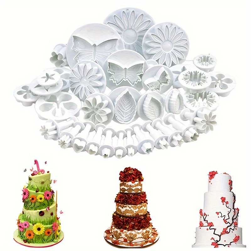 

33pcs, Flower And Leaf Cookie Plunger Cutters, Fondant Cutters, Fondant Mold Set For Cake Decoration, Baking Tools, Kitchen Accessories