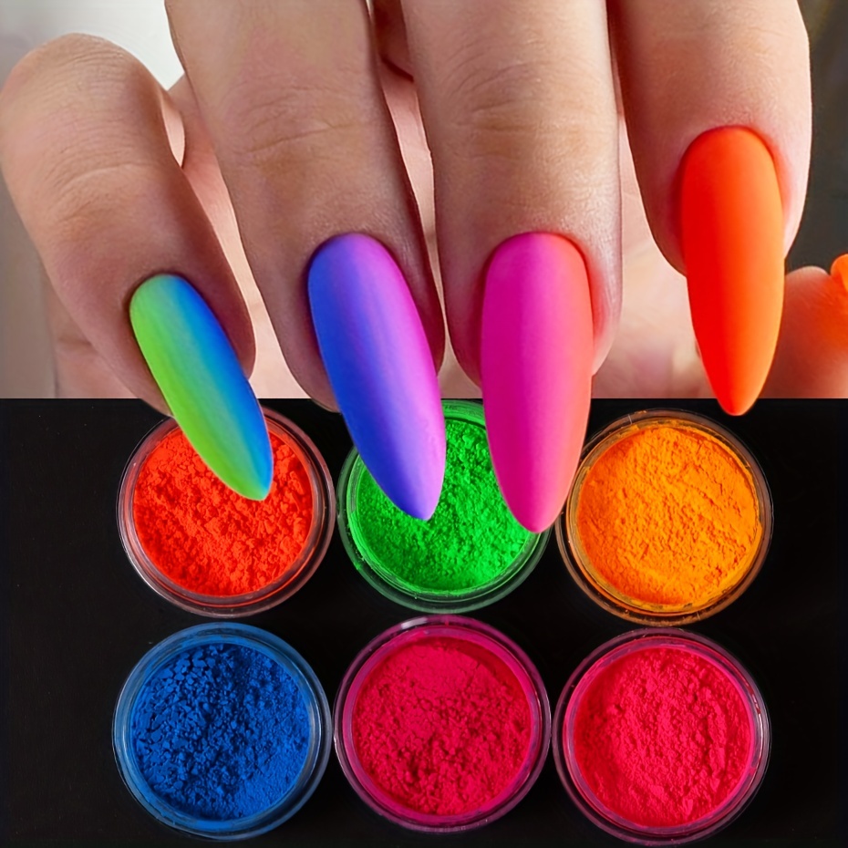 Neon Pigment Powder Fluorescent Nail Glitter Ombre Chrome Dust for Gel  Polish