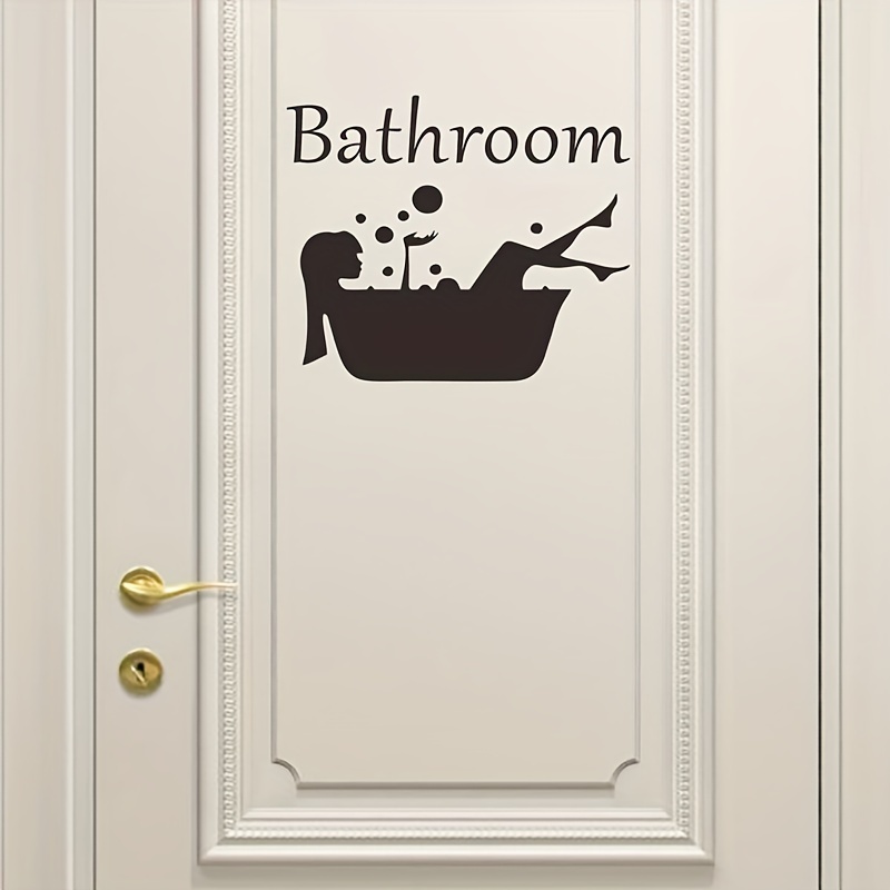 1 Sheet Classic Bathroom Logo Bathroom Home Door Sticker ...
