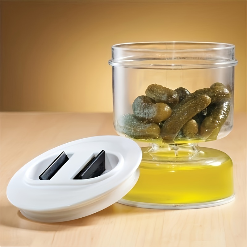 Glass Pickle Jar With Strainer Flip Pickle Container For - Temu