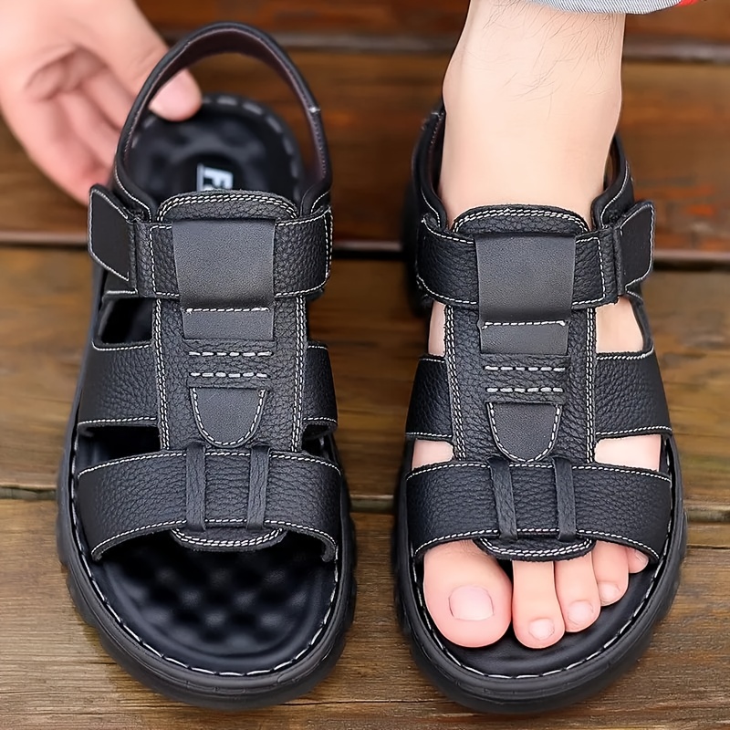 mens open toe sandals non slip comfortable beach shoes summer details 6