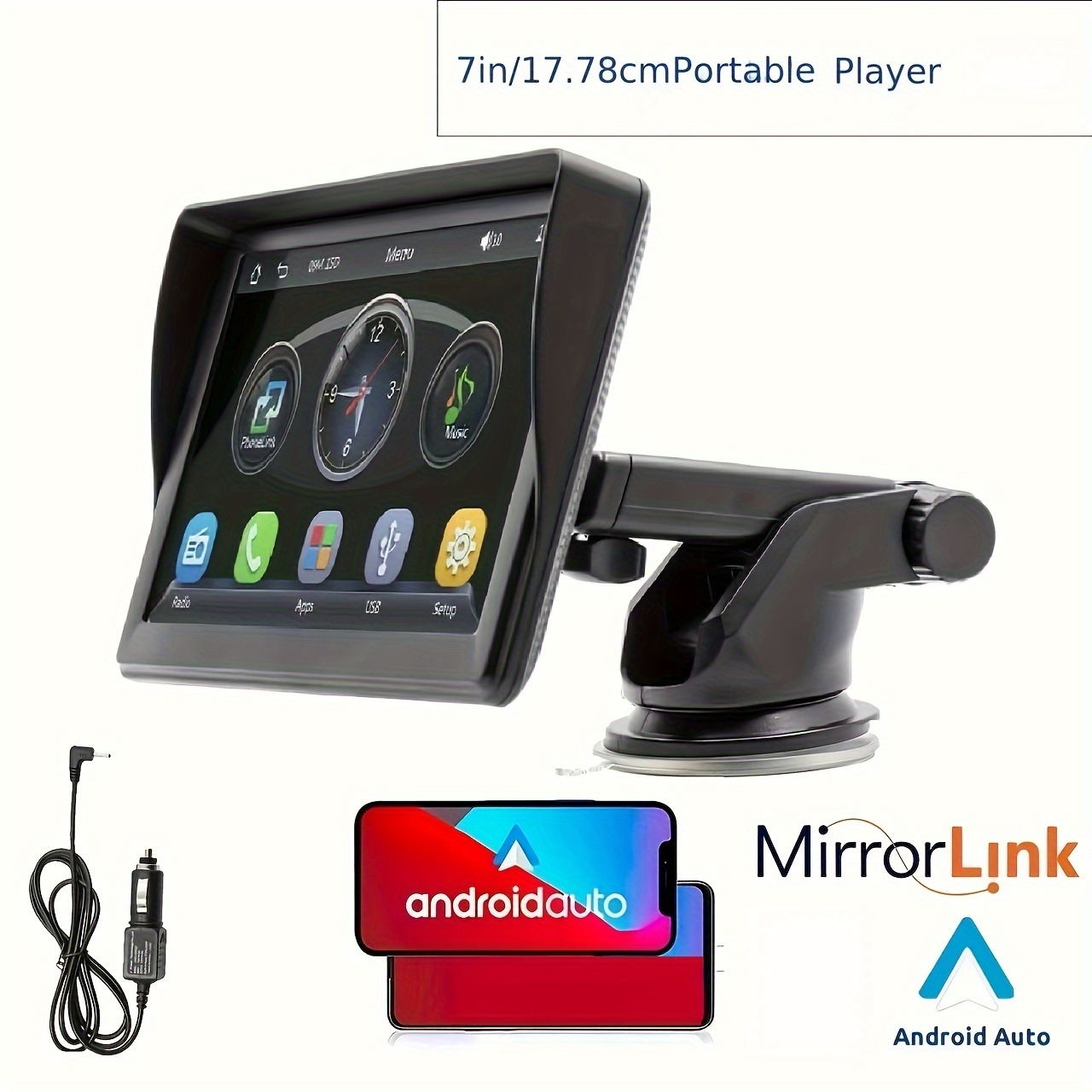 Portable Inalambrico CarPlay Pantalla Android Auto Monitor AirPlay Phone  Mirror Link for Car Bus SUV Pickup