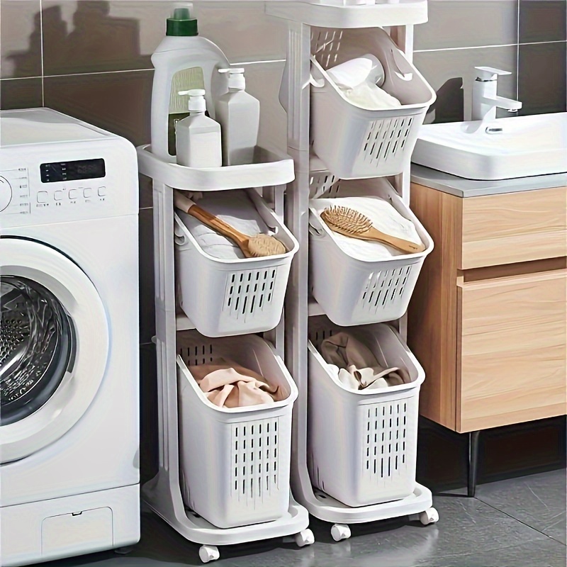 Seam Bathroom Clothes Basket Kitchen Narrow Seam Shelf Storage