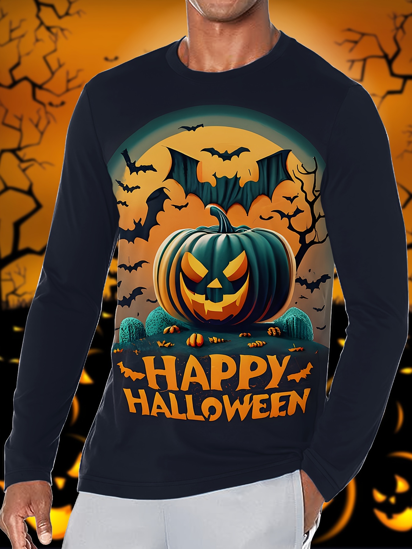 Halloween Colorful Pumpkin Bat Print Large Capacity - Temu