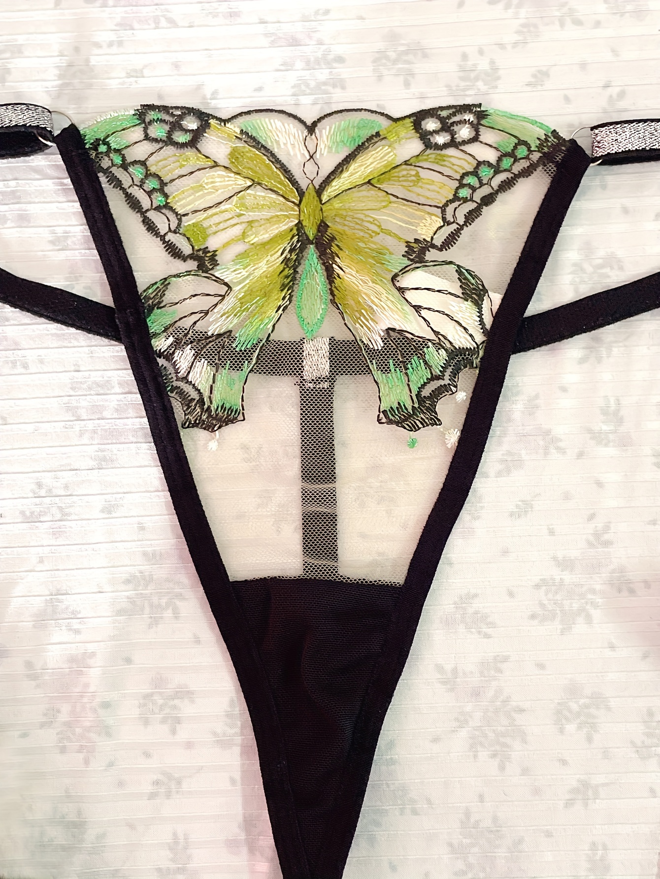 Women Sexy Embroidery Butterfly Thong G-String Panties Underwear Lingerie  Thongs