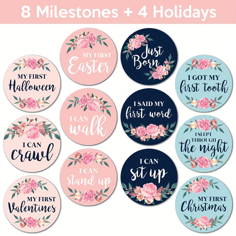  Baby Monthly Stickers  Floral Baby Milestone Stickers