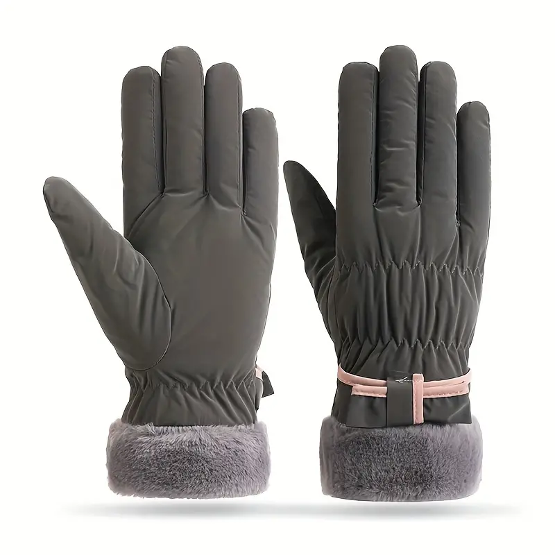 Comprar Guantes impermeables de felpa para mujer, guantes térmicos gruesos  a prueba de viento, guantes de esquí para Snowboard, cálidos para invierno