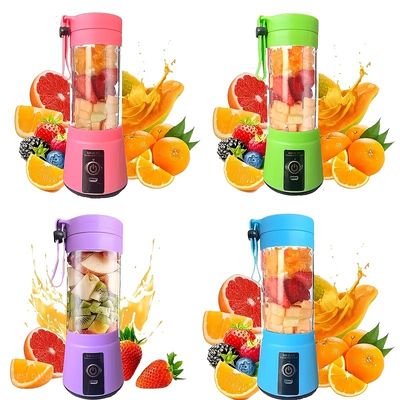 1pc 380ML Portable Blender With 6 Blades Rechargeable USB , Personal Size Blender For Shakes And Smoothies,Traveling Fruit Veggie Juicer Cup