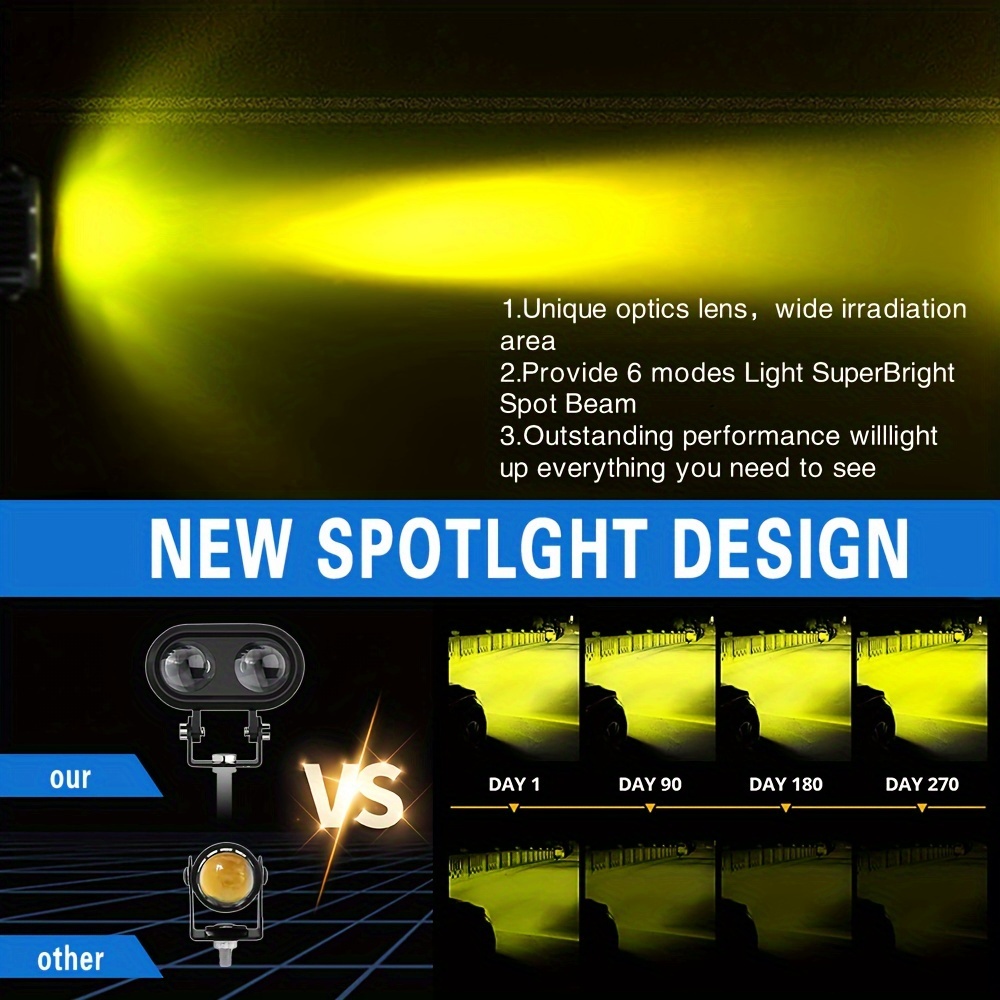 Phare LED Pour Moto, Boîtier En Aluminium 12000lm, Combinaison De