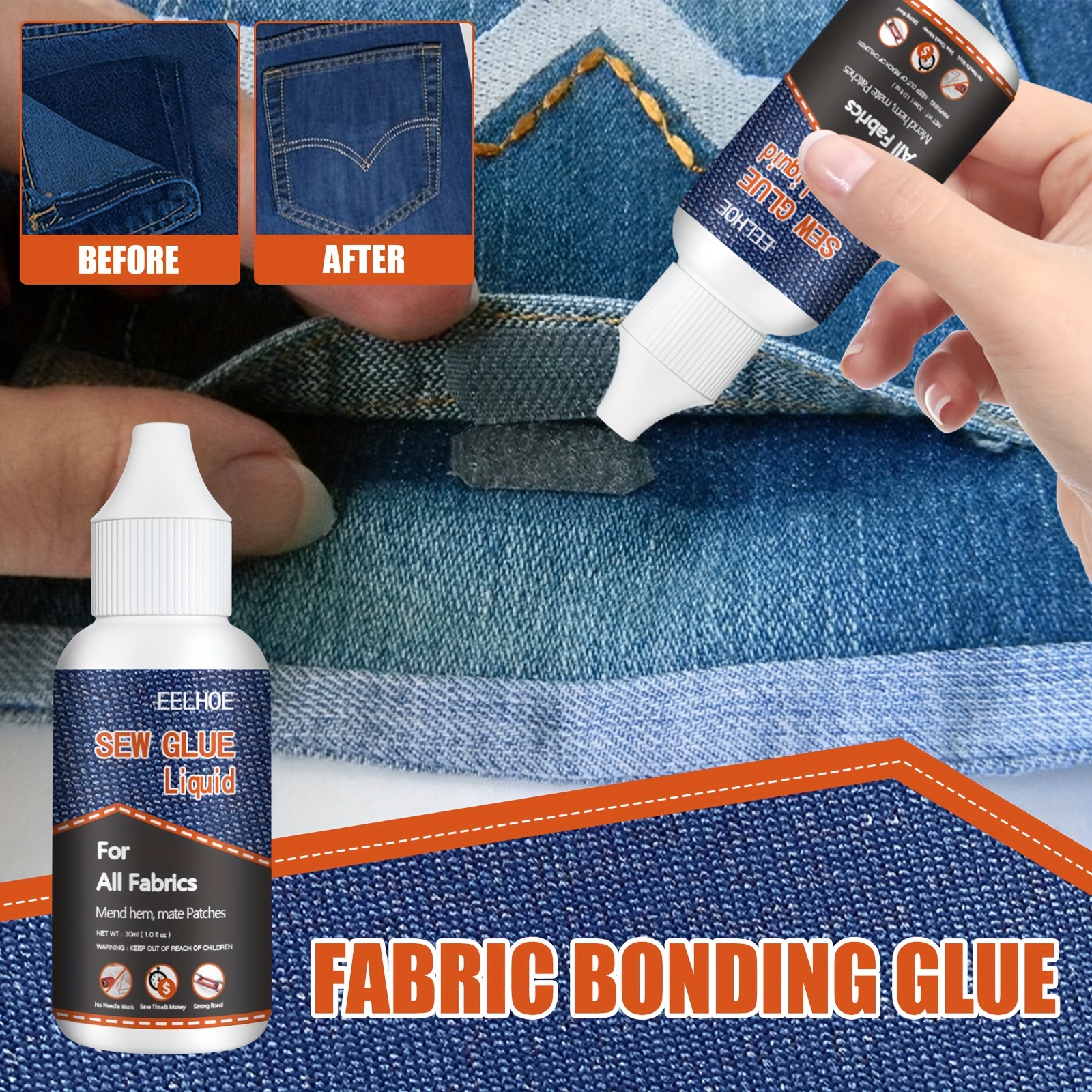  Cloth Repair Sew Glue 50ml- 2022 New Instant Sew Glue Bonding  Liquid, Quick Dry Multi Fabric Sew Glue, Fabric Glue for Clothing Permanent  Washable, for Clothing Cotton Flannel Denim Leather (1PCS