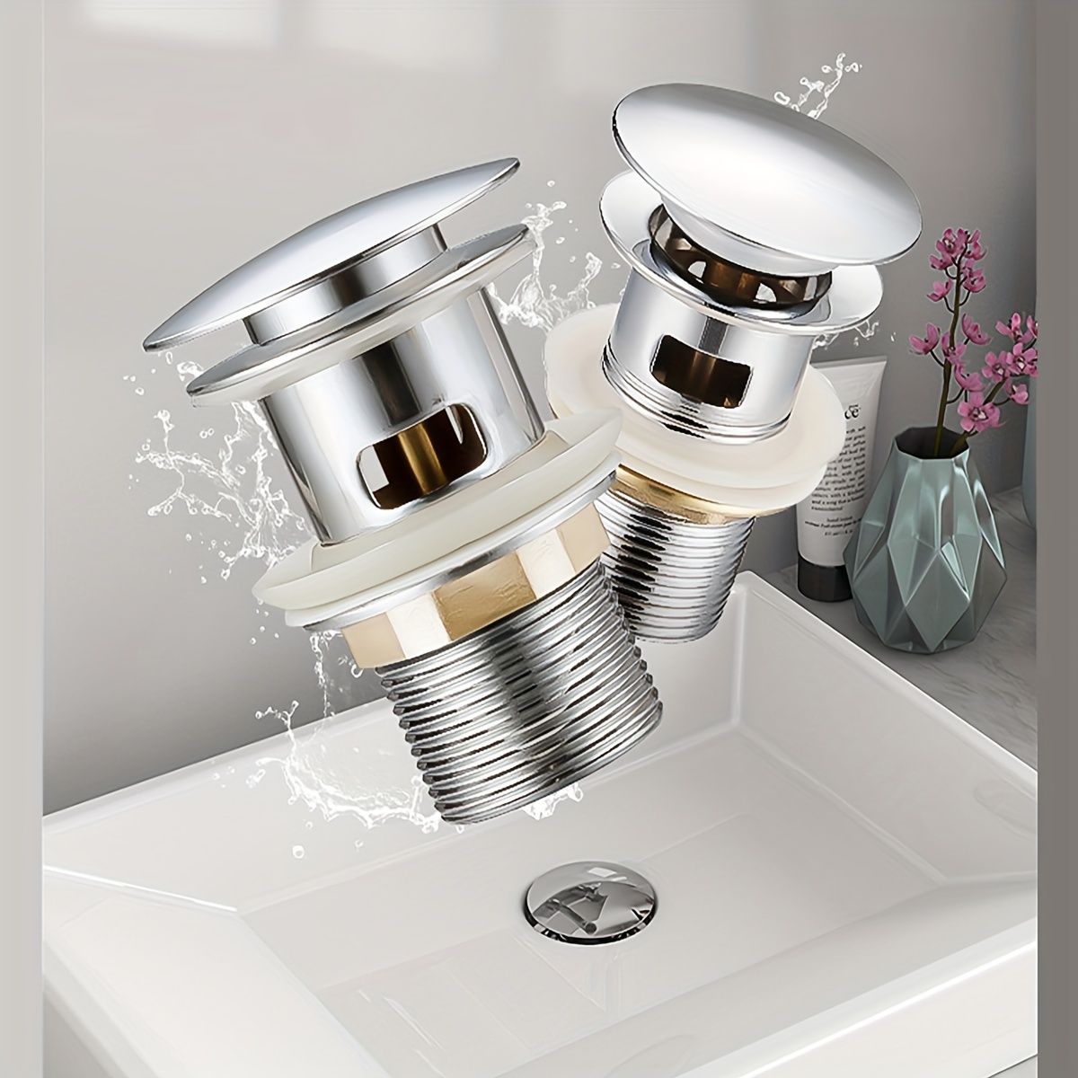 1pc Flower Detail Drain Stopper in 2023  Sink drain plug, Pop up sink drain,  Bathroom sink plug