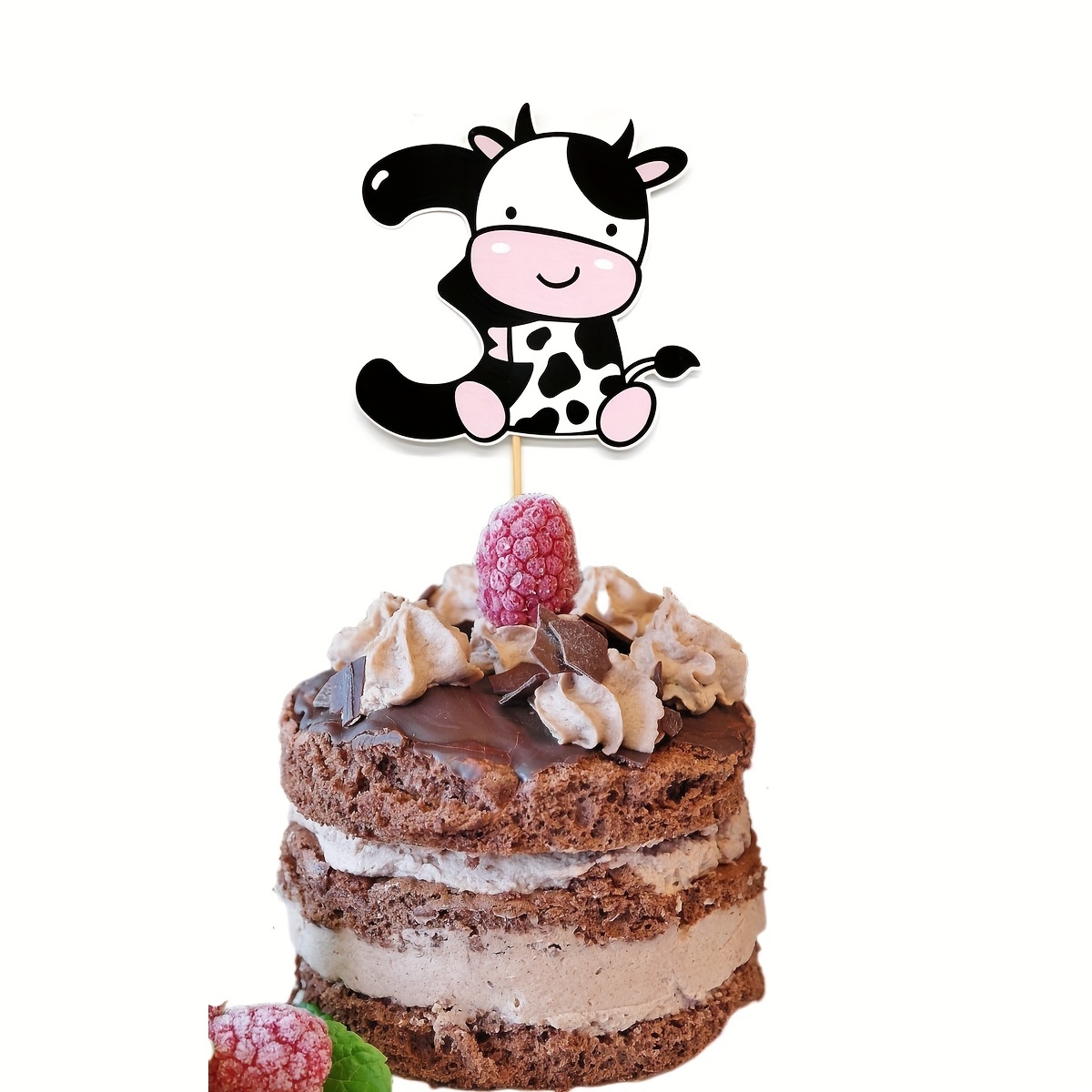 1pc, Cow Party Cake Decoration Topper Farm Theme 3rd Birthday Party  Decoration Topper Cute Cow Cake Topper Decor