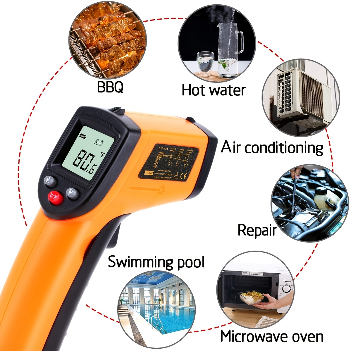 IR Laser Thermometer Infrared Temp Gun Non-Contact for Oil Deep