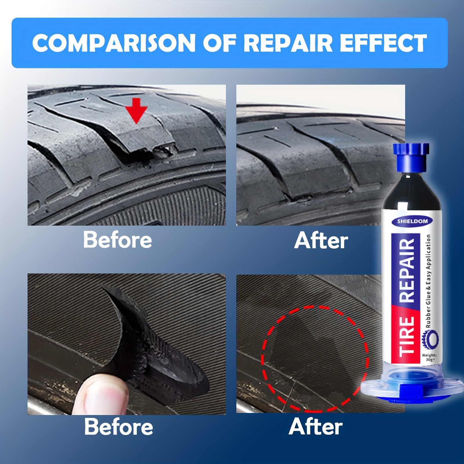 Colle puissante pour réparation de pneu de voiture caoutchouc, glu spéciale  calfeutrage pneumatique, côté, dommage sévère, réfection des craquelures,  remplissage, adhésif, 30g - AliExpress