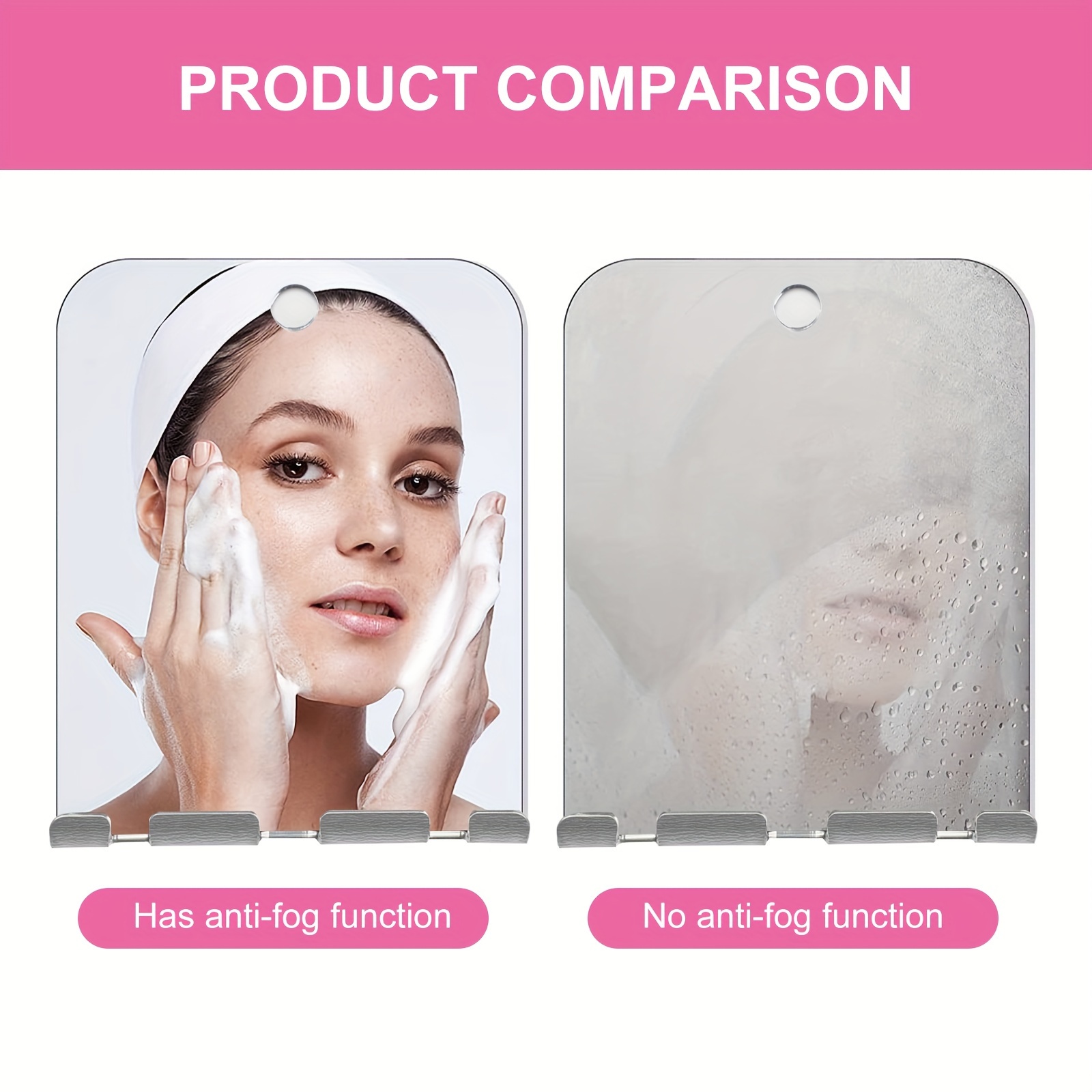 Luxo Espejo de afeitado, espejo de ducha con un soporte para afeitar con  potente ventosa, espejo antivaho inastillable para ducha (transparente)