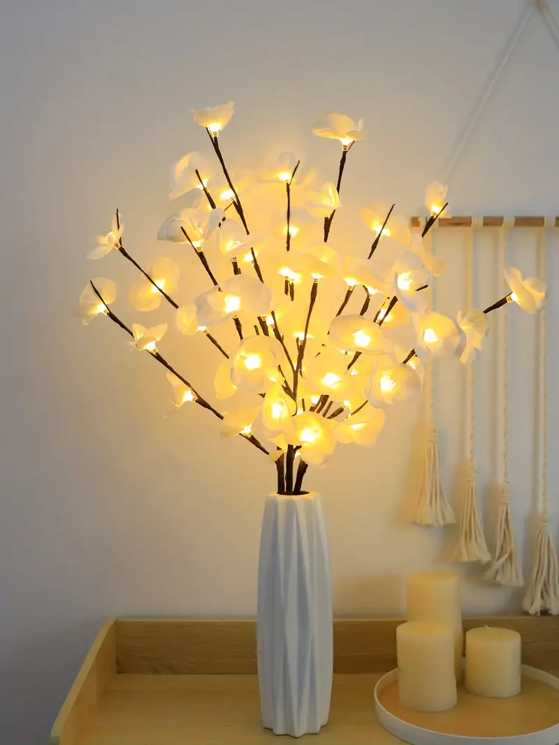 1pc white phalaenopsis tree light decoration string lights battery operated fairy lights for bedroom party living room night table wedding christmas thanksgiving all season decoration home fireplace end table decoration warm white details 3