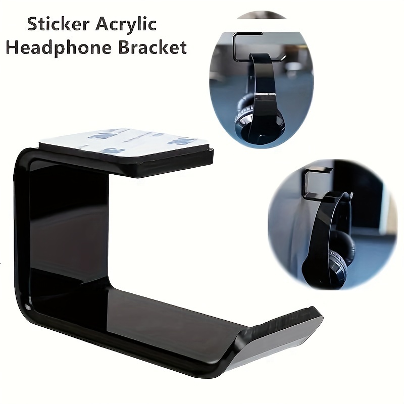 

1pc Wall-mounted Headphone Hanger Holder, Sticky Acrylic Headphone Stand For Hotels, Earphone Display Stand Holder